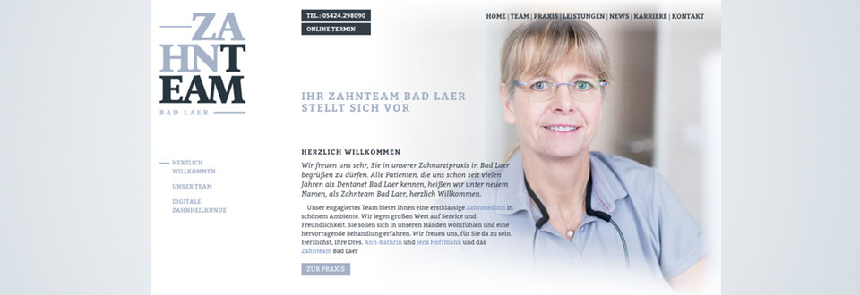 Praxiswebseite Zahnteam Bad Laer